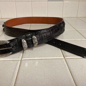 Clint Orms Texas Silversmiths Engravers 18k?10k Gold Belt American Alligator  cr